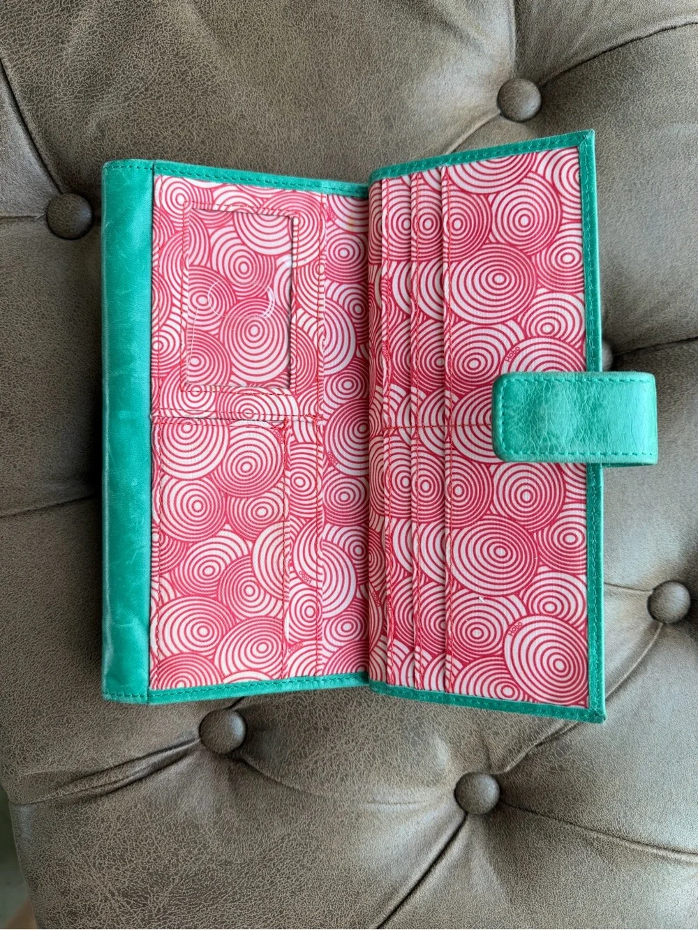 HOBO Teal Leather Clutch with Silver Trim